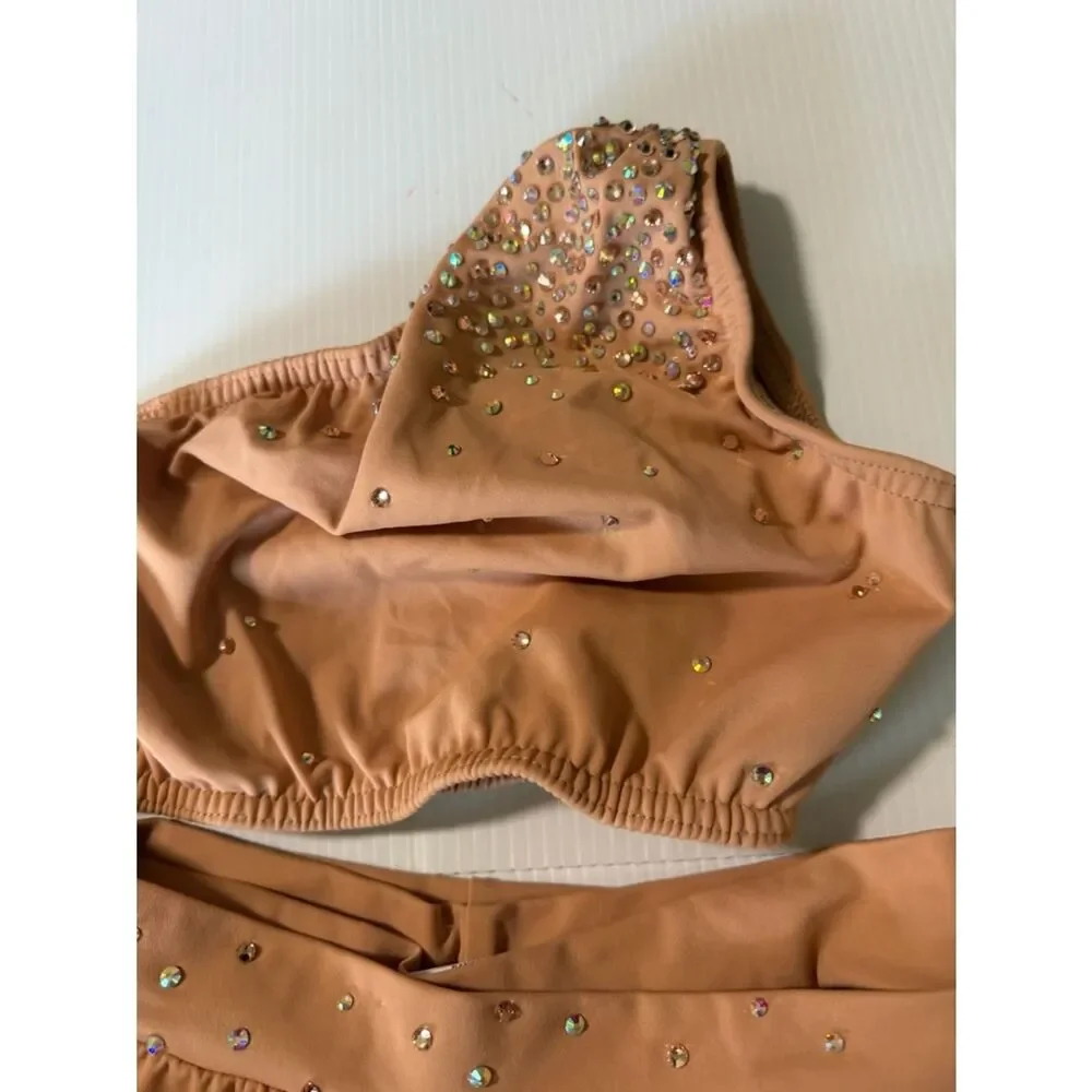 Kelle dance solo custom costume blush 3 piece GODDESS 7046 skirt top trunks LC